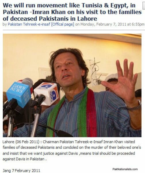 Imran Khan First Pakistani Politician To Visit Pakistani Victims Of American Terror